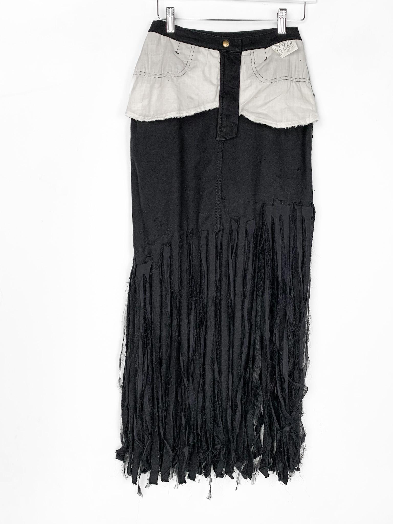 Ungaro 1990s vintage extravagant fringed maxi skirt with details in faux fur 5
