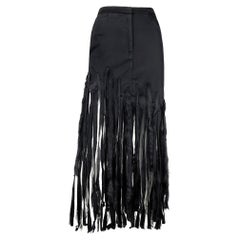 Ungaro 1990s vintage extravagant fringed maxi skirt with details in faux fur