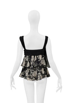 Ungaro Black Floral Print Camisole Top With Lace