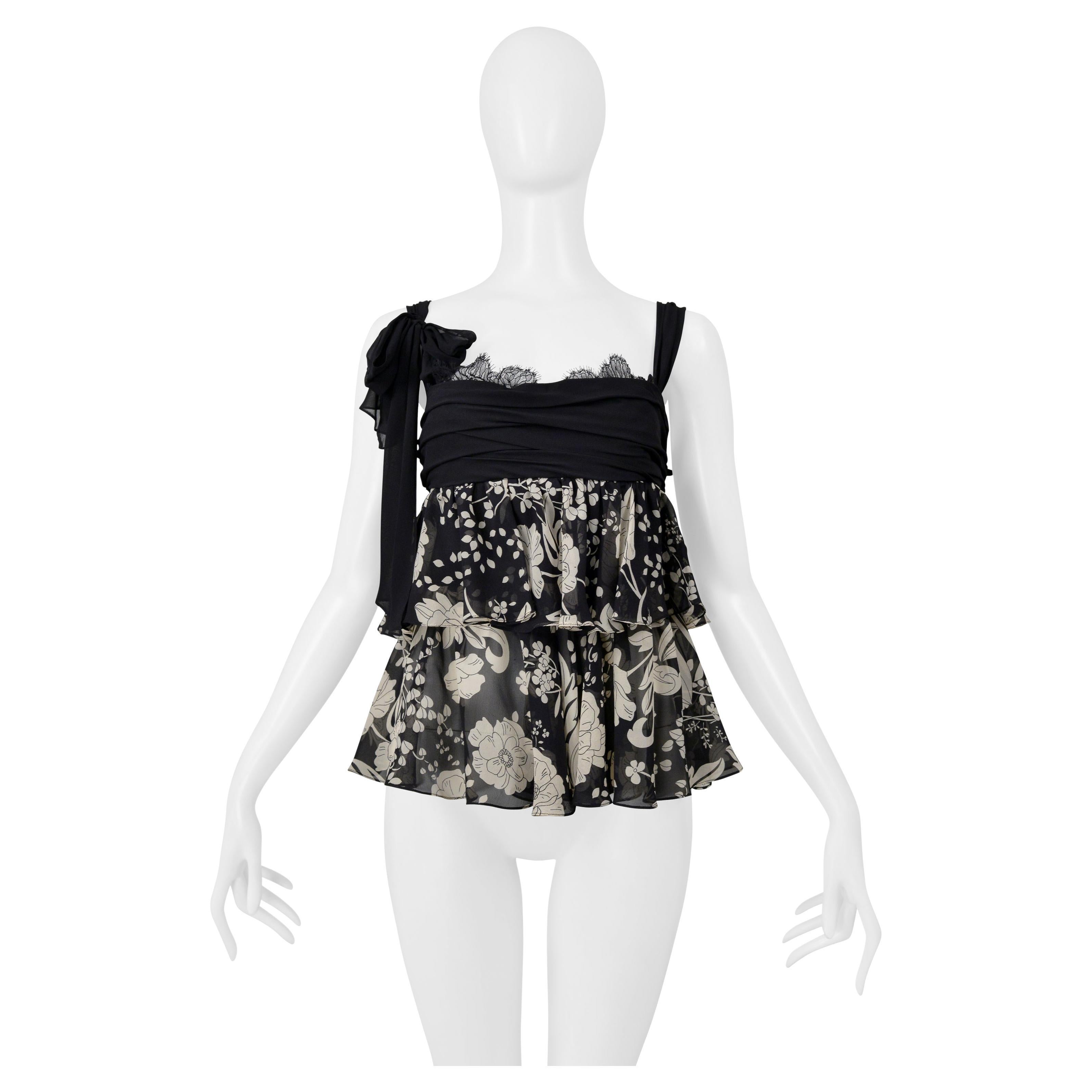 Ungaro Camisola negra con estampado floral y encaje