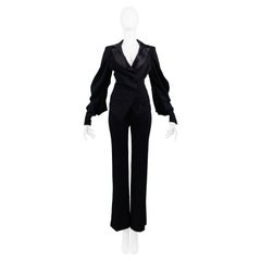 Ungaro Black Satin Trim Suit Jacket & Trousers