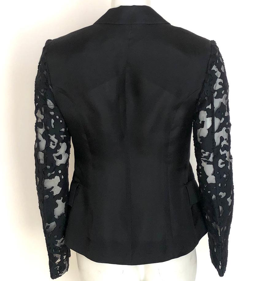 Black UNGARO Blazer with lace sleeves For Sale