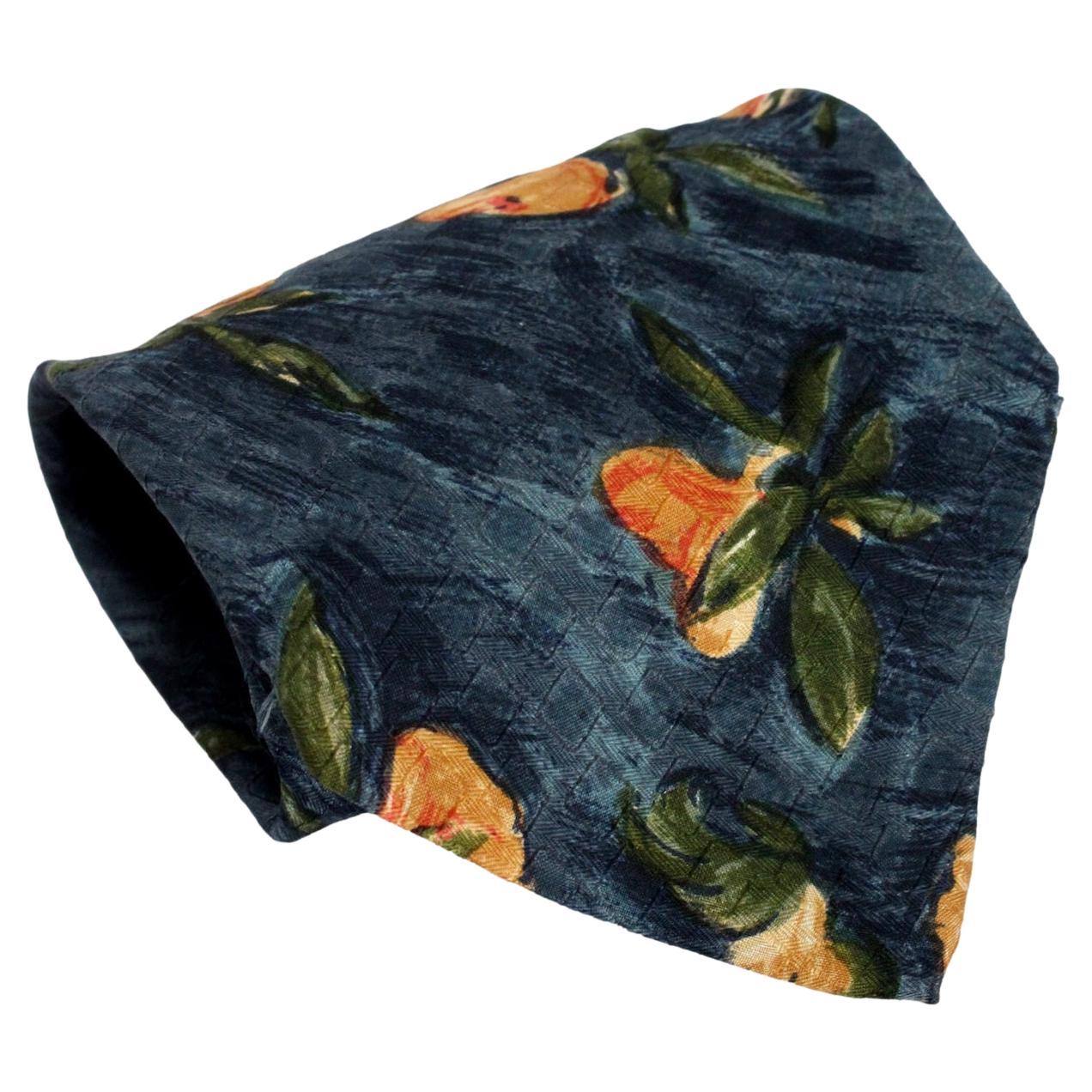 Ungaro Blue Silk Floral Vintage Tie 90s For Sale