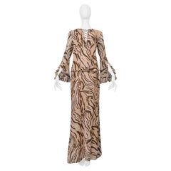 Ungaro By Giambattista Valli - Robe caftan à volants en soie à imprimé animalier