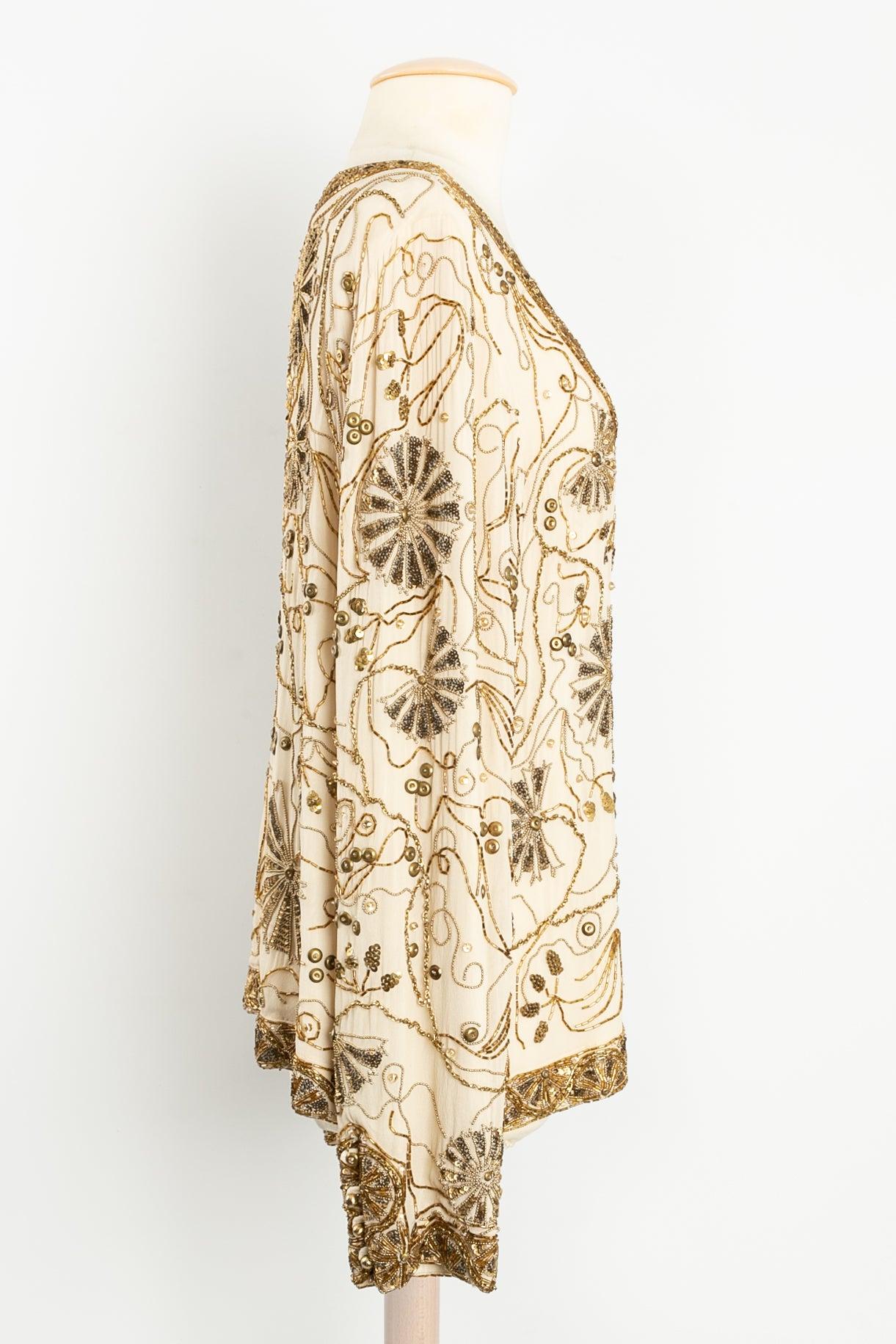 Women's Ungaro Embroidered Evening Jacket in Unbleached Silk For Sale