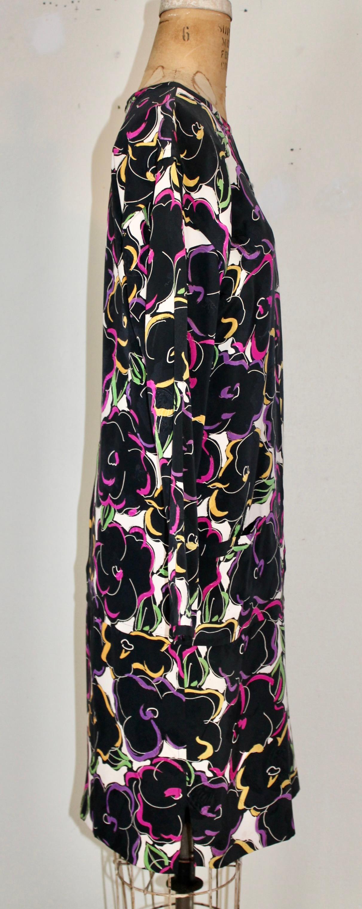 Black Ungaro Floral Day Dress For Sale