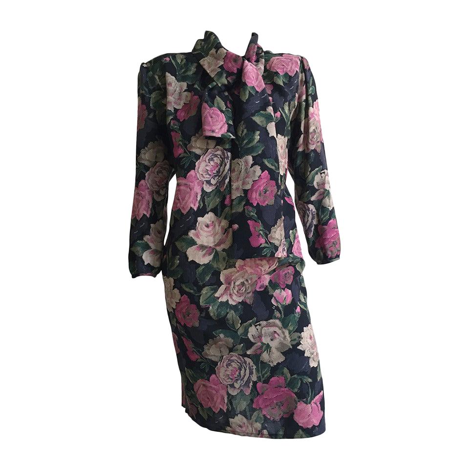 Ungaro Floral Dress With Pockets Size 10. For Sale