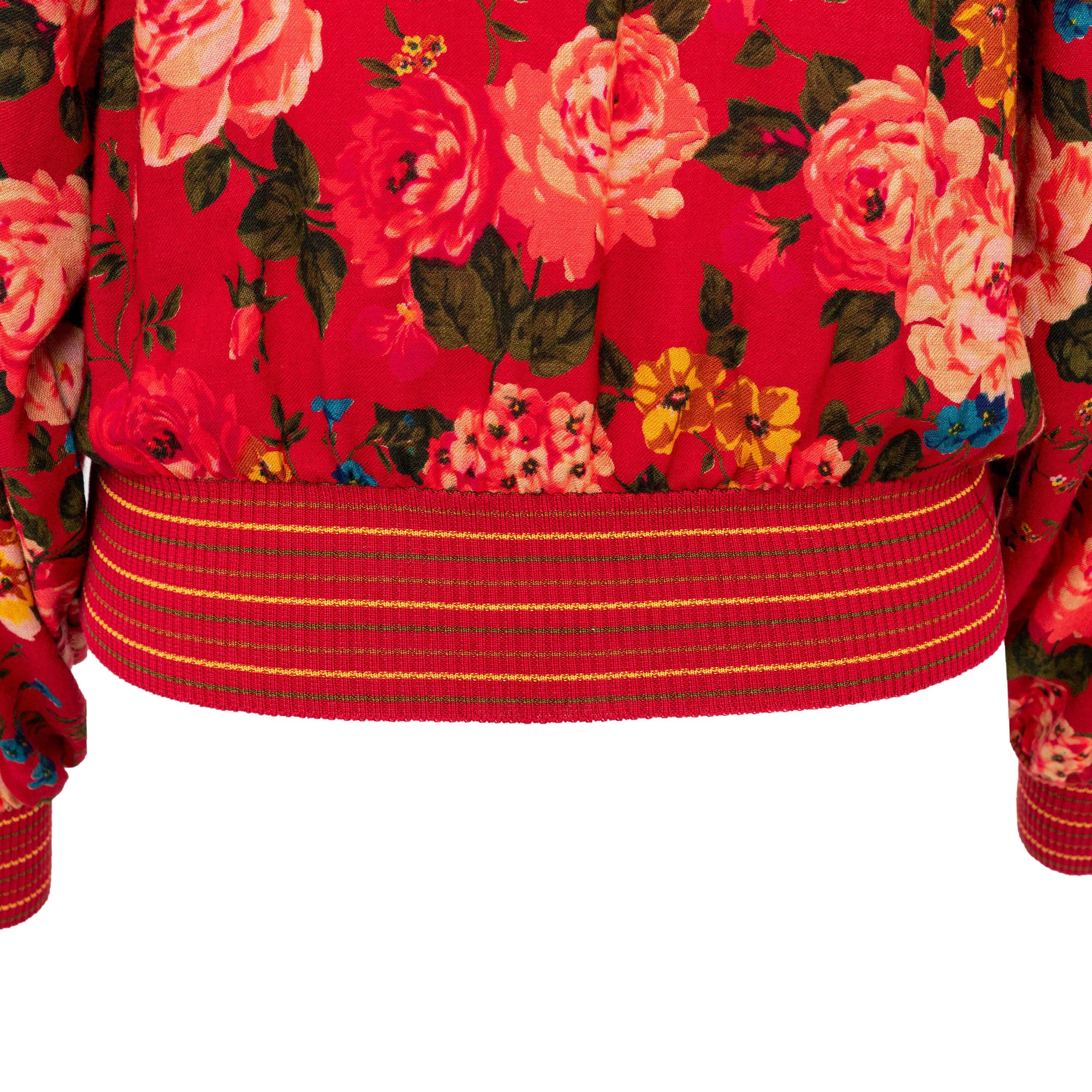 Ungaro Floral Printed Wool Top - '90s For Sale 2