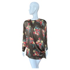 Ungaro Floral Satin Tunic Mini Dress with Side Bow