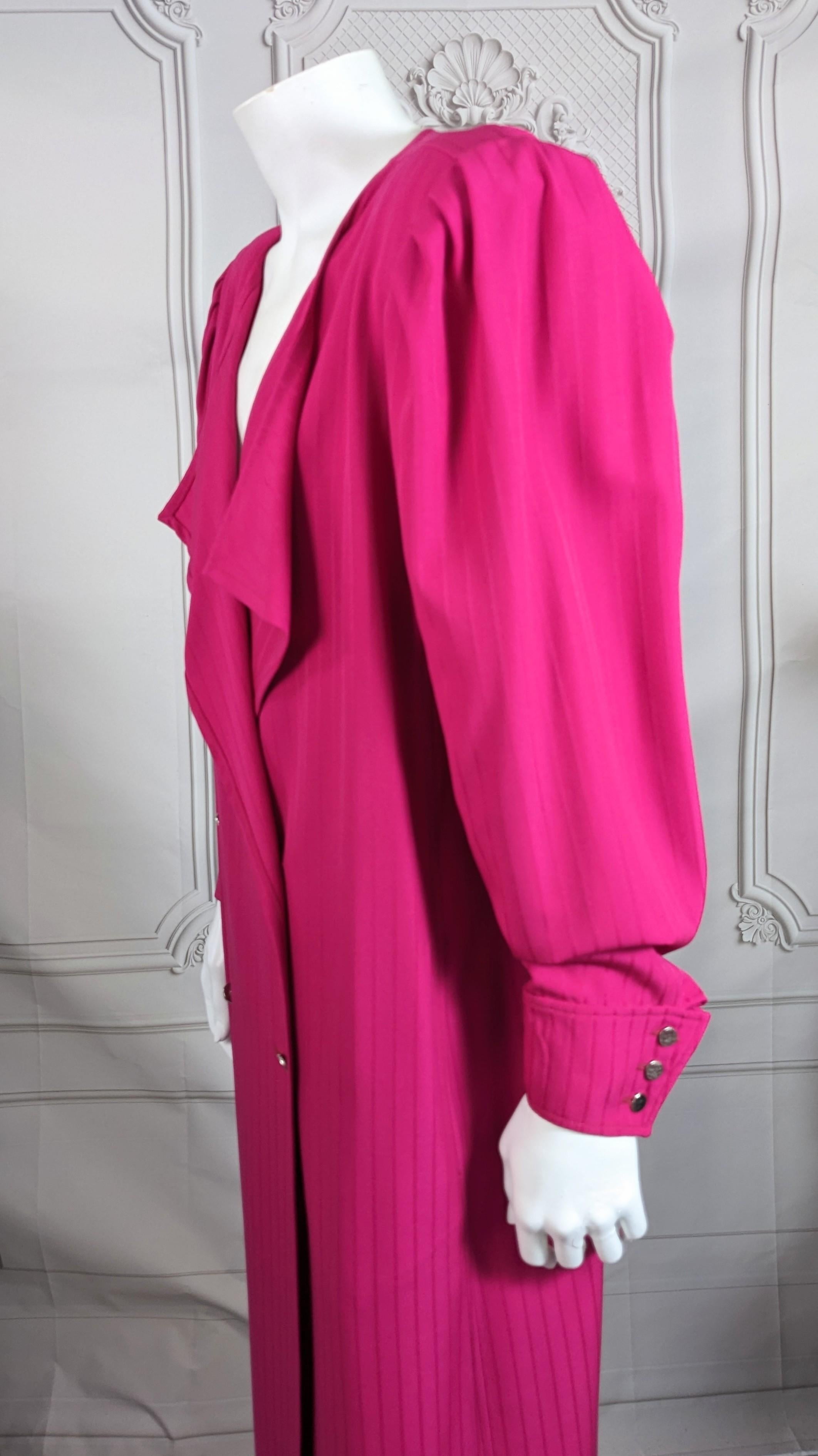Ungaro Fuschia Wool Gabardine Strong Shoulder Dress For Sale 1