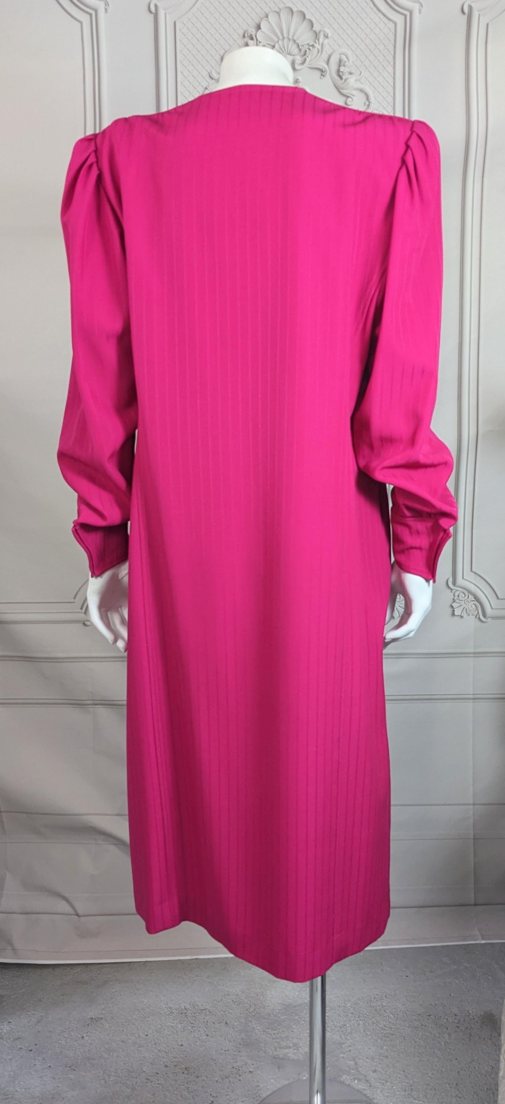 Ungaro Fuschia Wool Gabardine Strong Shoulder Dress For Sale 2