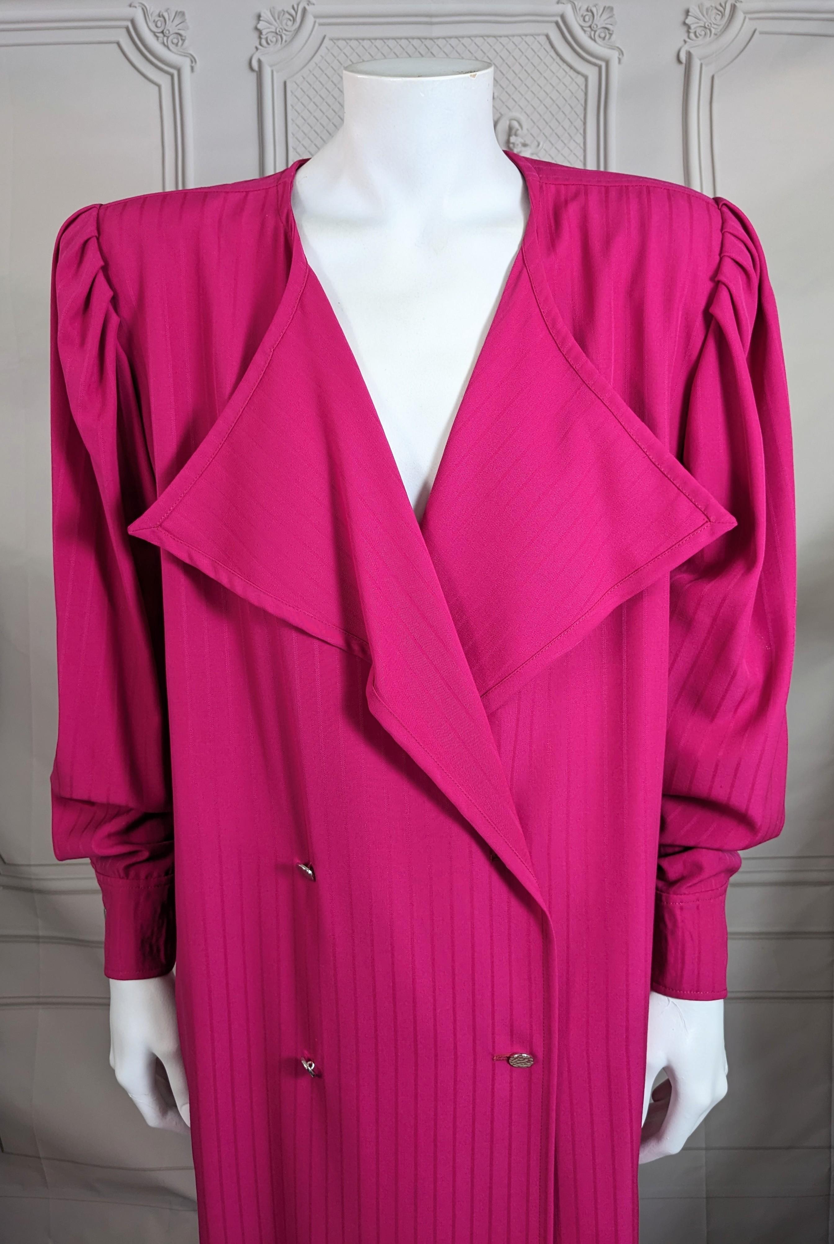 Ungaro Fuschia Wool Gabardine Strong Shoulder Dress For Sale 3