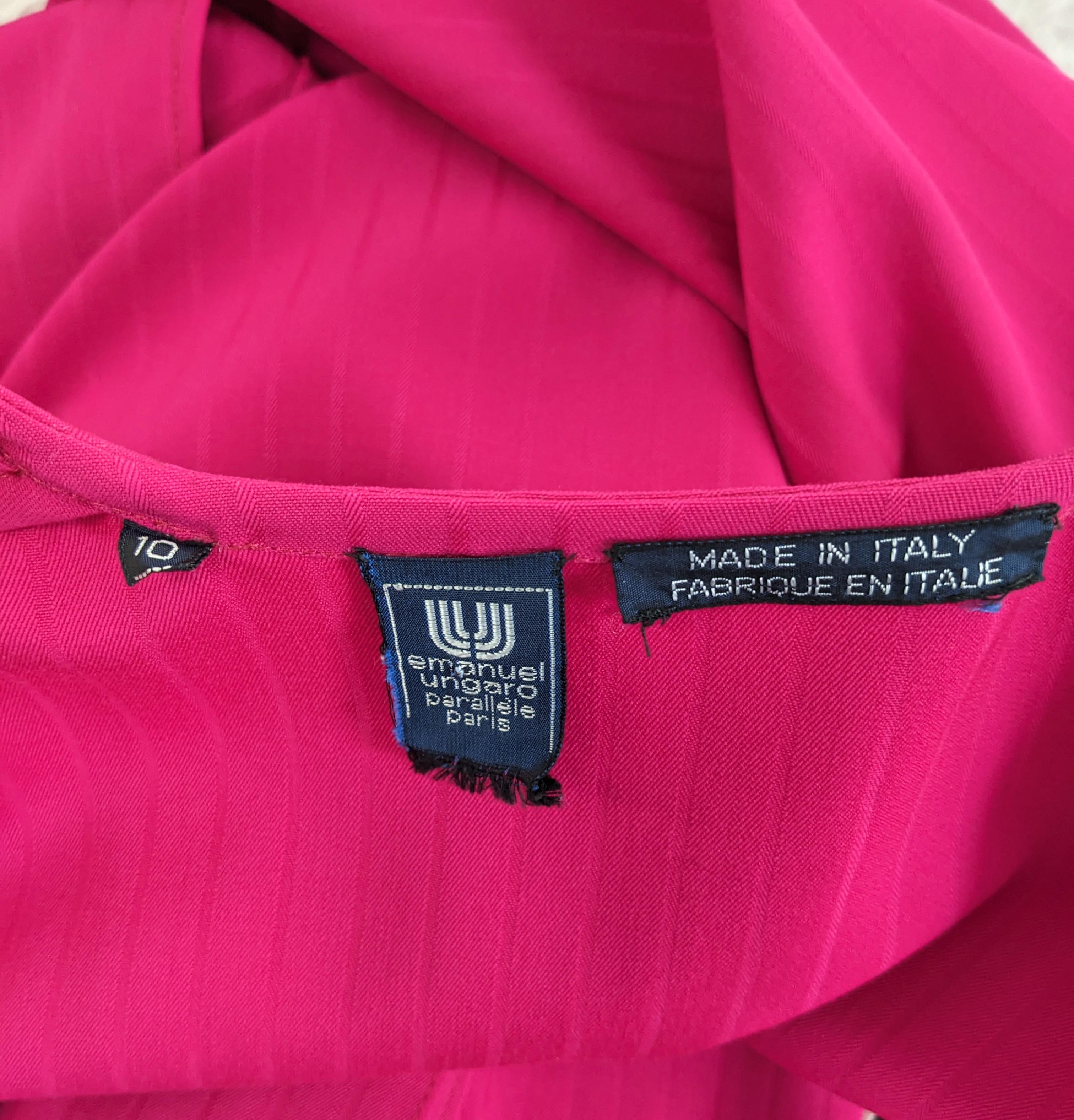 Ungaro Fuschia Wool Gabardine Strong Shoulder Dress For Sale 4