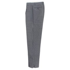 Ungaro Gray Black Cotton Pinstripe Classic Pants 1990s