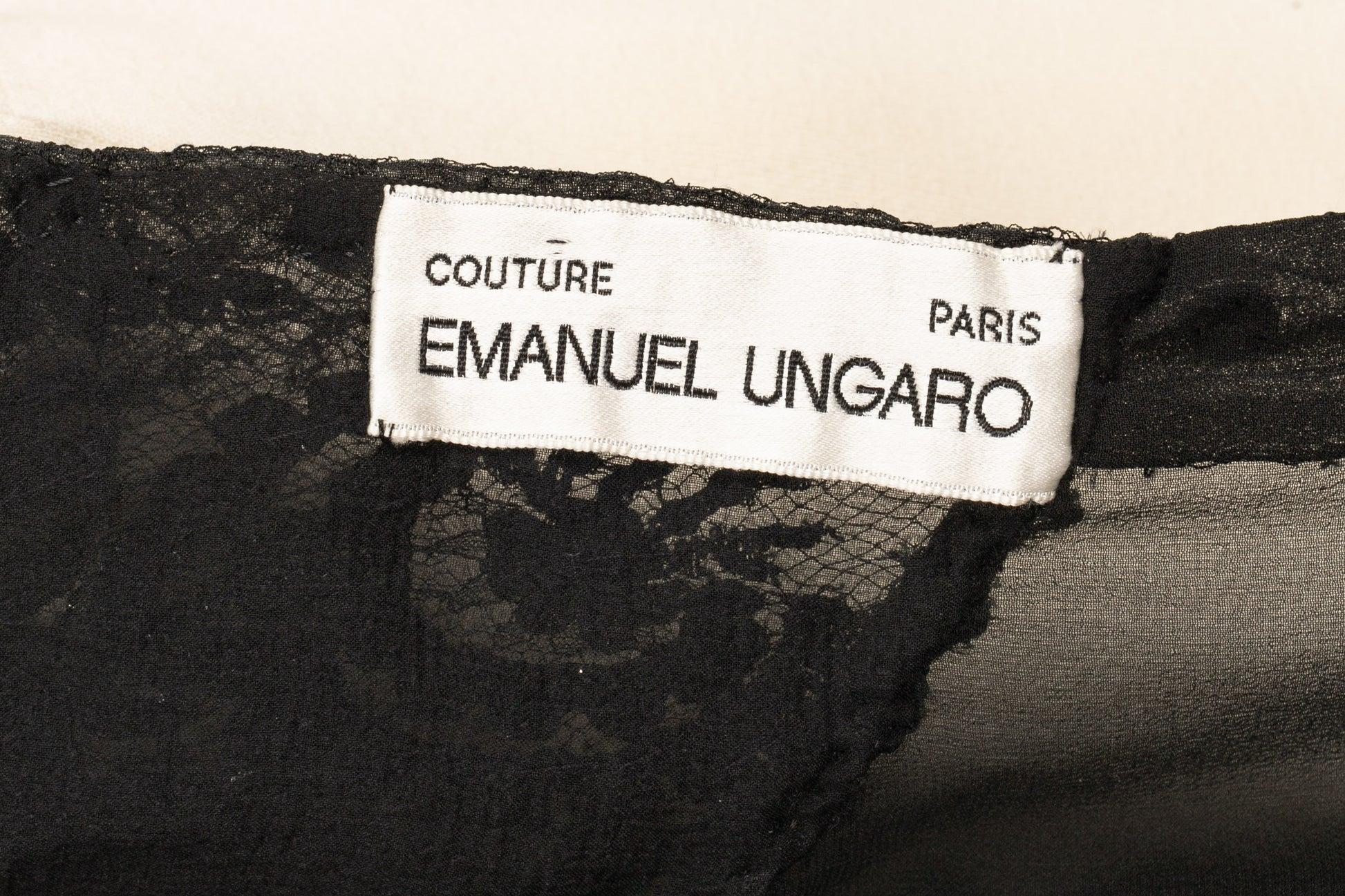 Ungaro Haute Couture Seidenkrepp-Set mit schwarzen Perlen bestickt, 1990er Jahre im Angebot 5