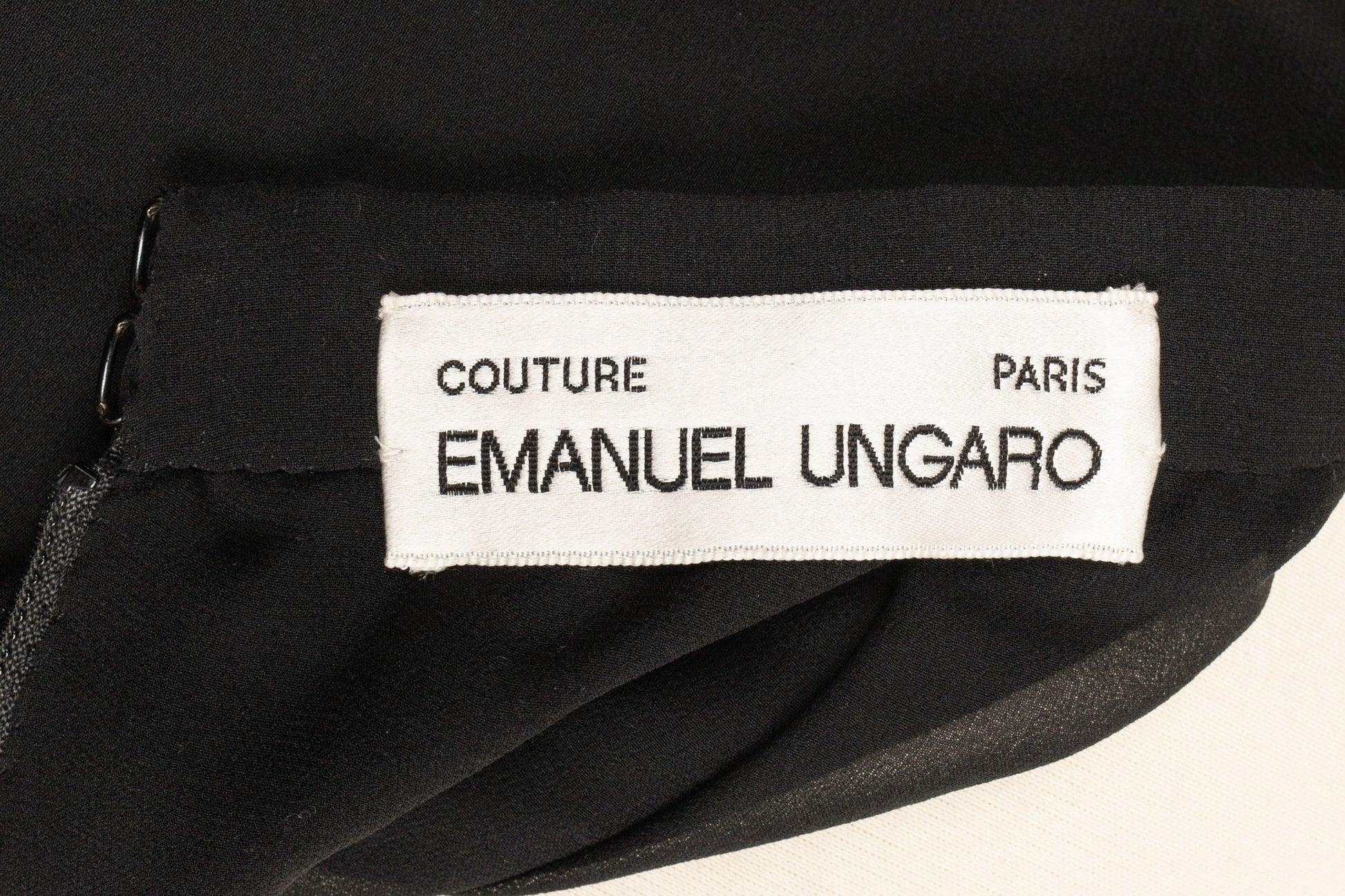 Ungaro Haute Couture Silk Crepe Set Embroidered with Black Pearls, 1990s For Sale 7