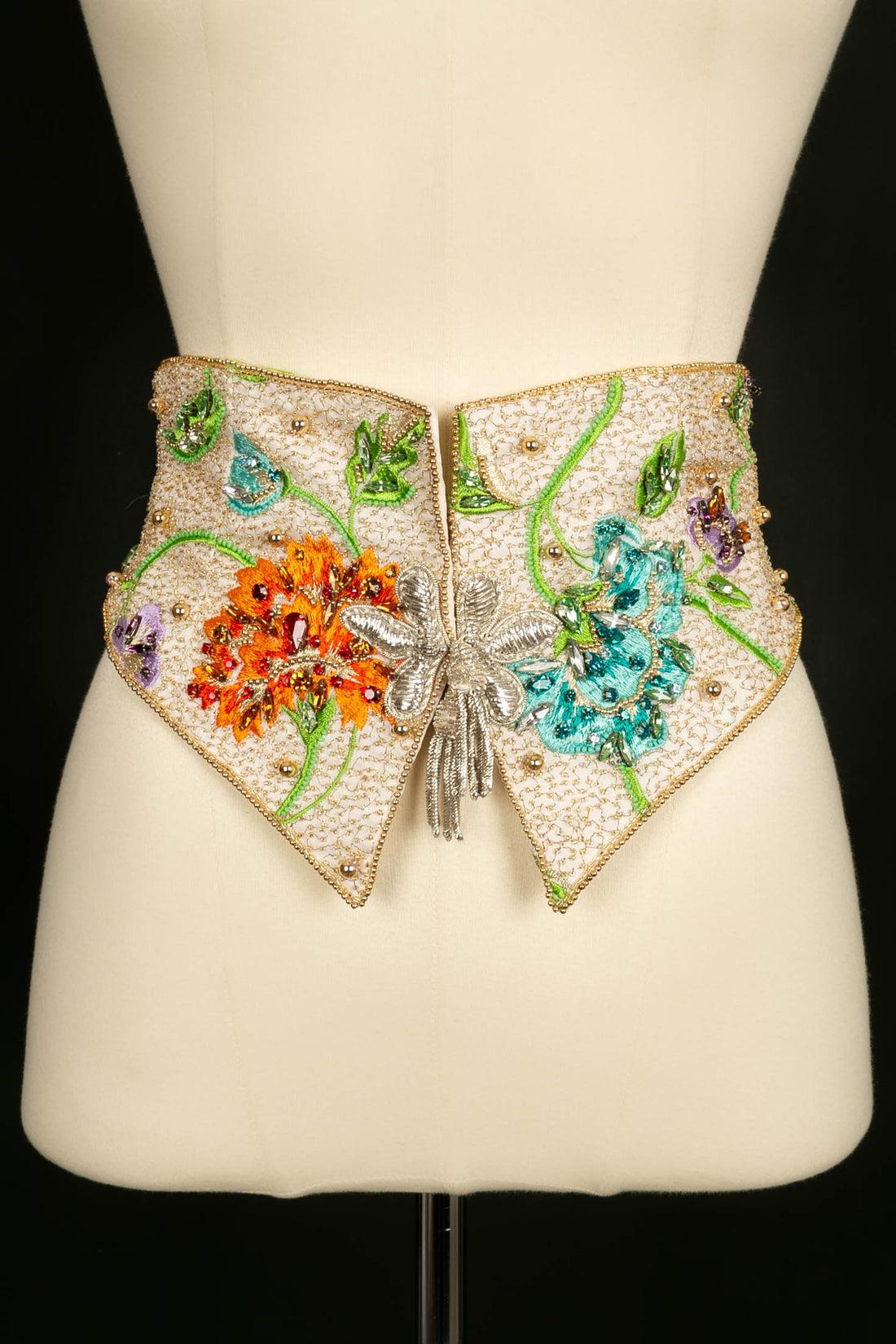 Ungaro Haute Embroidered with Flowers, Beads and Rhinestones Couture Set For Sale 6