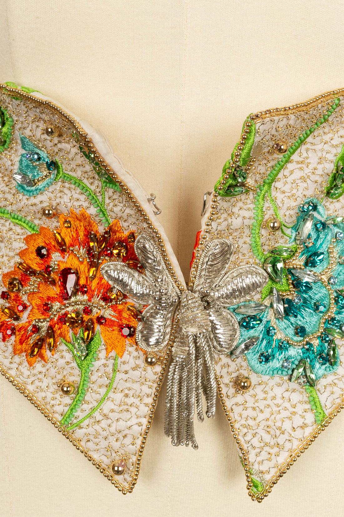 Ungaro Haute Embroidered with Flowers, Beads and Rhinestones Couture Set For Sale 8