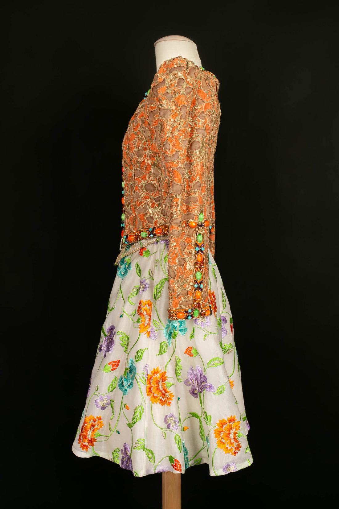 Women's Ungaro Haute Embroidered with Flowers, Beads and Rhinestones Couture Set For Sale