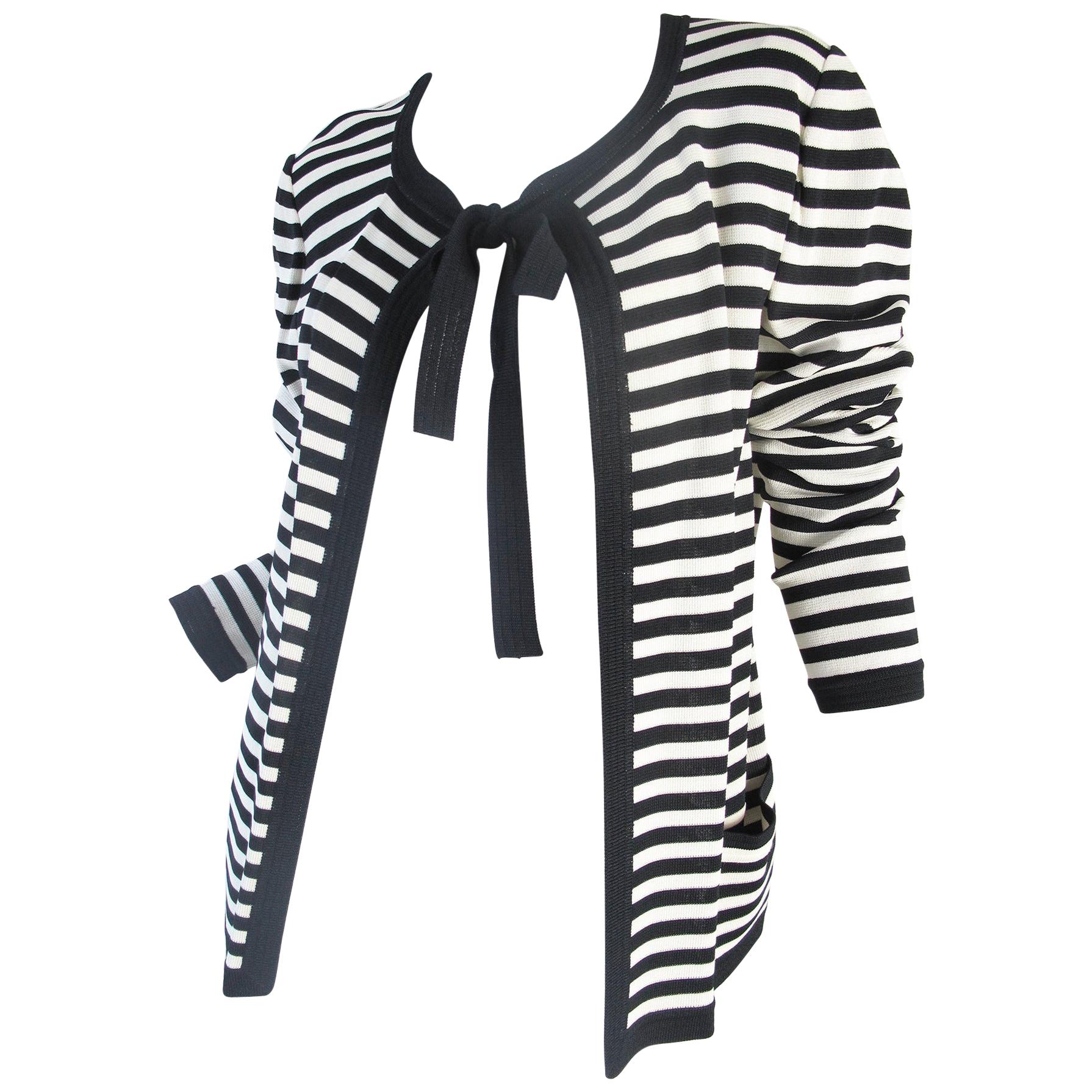 Ungaro navy and cream striped cardigan with tie 