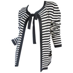 Ungaro navy and cream striped cardigan with tie 