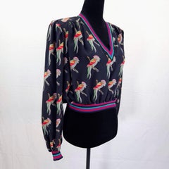 Ungaro Parallele silk blouse with vintage 80s parrots