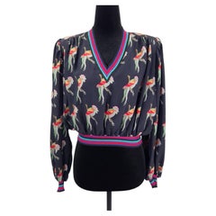 Ungaro Parallele silk blouse with vintage 80s parrots
