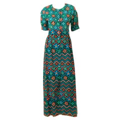 Ungaro Parallele Bright Print Cotton and Linen Button Front Dress  Never Worn