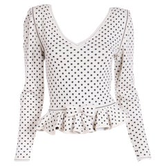 Ungaro Parallele Deadstock Vintage Polka Dot Bow Cashmere Silk Sweater Top