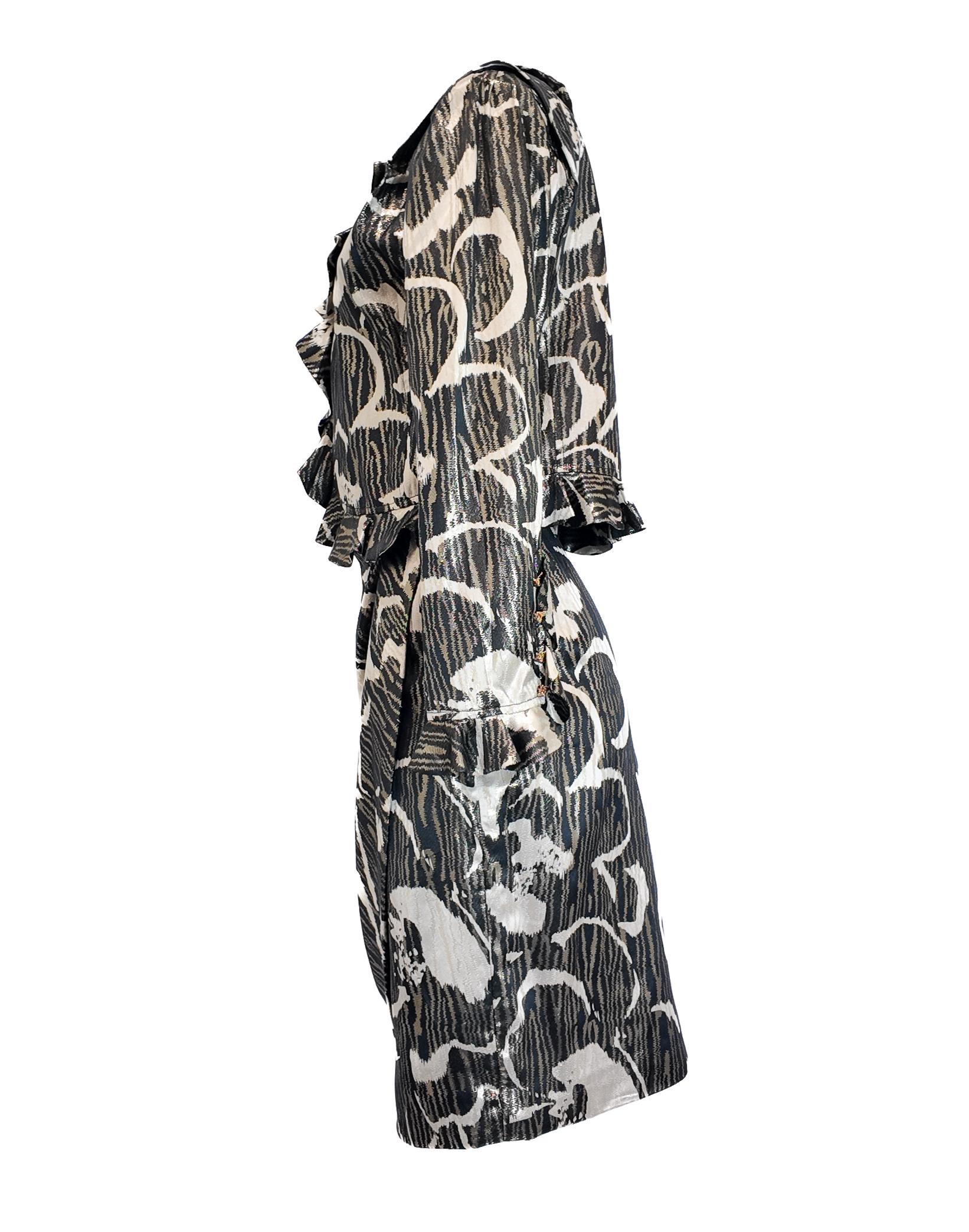 Black Ungaro Parallele Paris Metallic Skirt and Ruffled Jacket Set For Sale