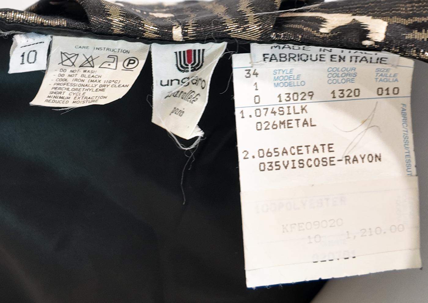 Women's Ungaro Parallele Paris Metallic Skirt and Ruffled Jacket Set For Sale