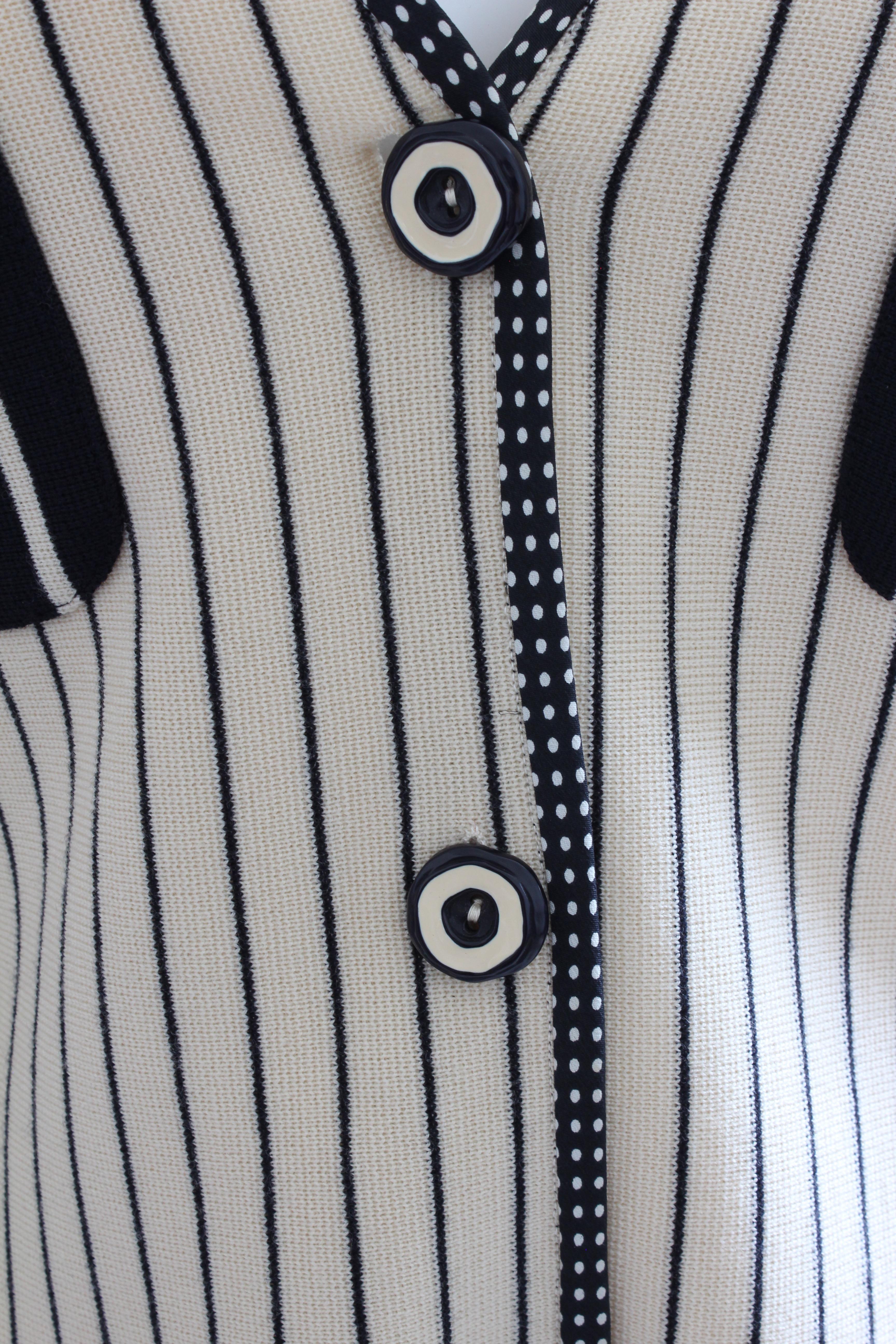Ungaro Parallele Striped Patch Pocket Sweater Jacket Black & White Knit Size S 1