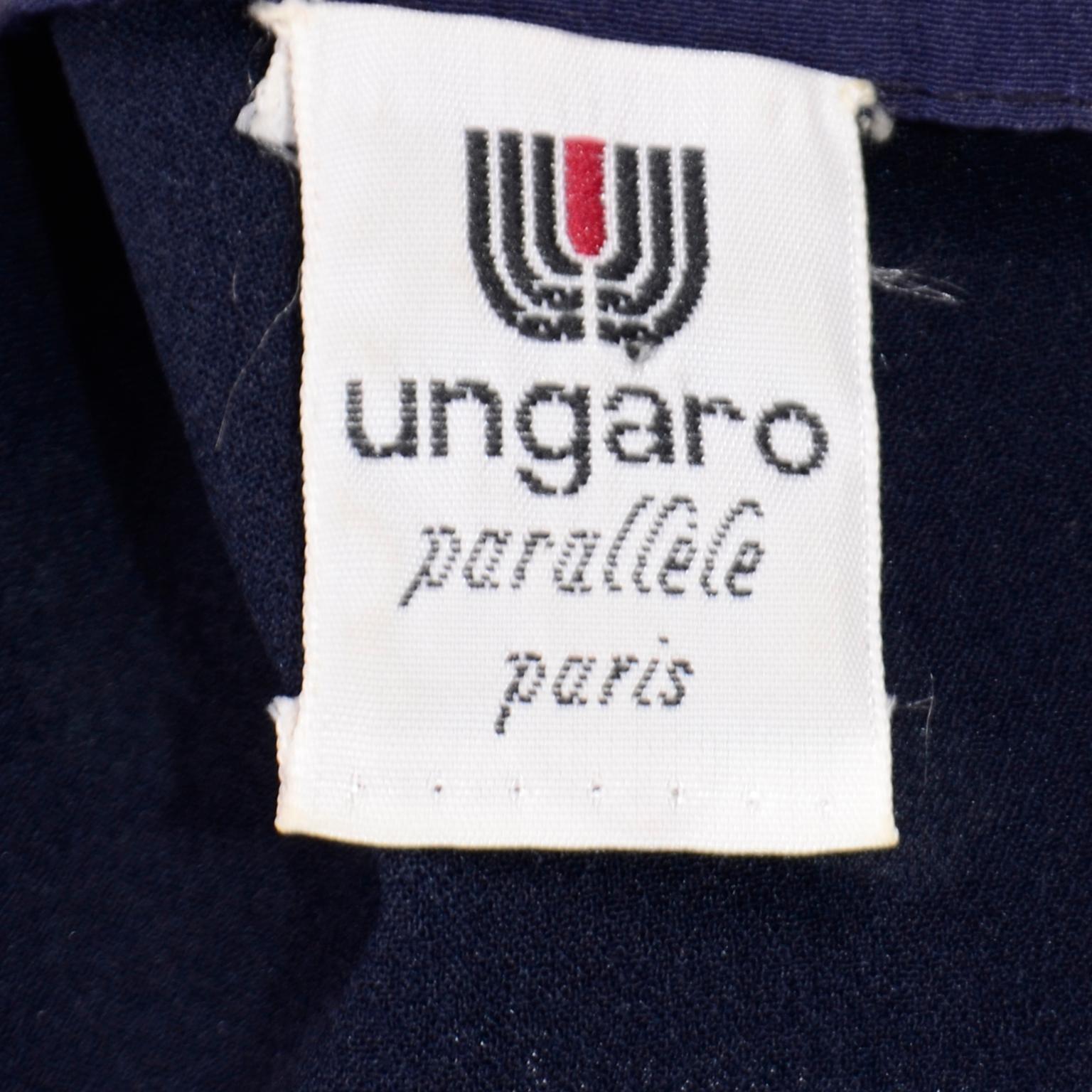 Vestido de seda de lunares Ungaro Parallele Vintage Azul en venta 4