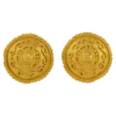 Ungaro Paris Ornate Gilt Metal Clip Earrings
