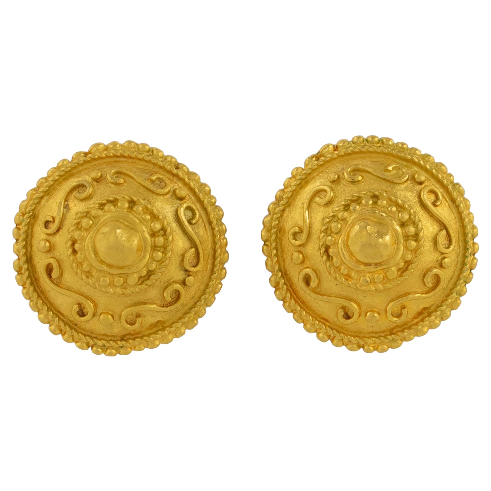 Ungaro Paris Verschnörkelte vergoldete Metall-Clip-Ohrringe im Angebot