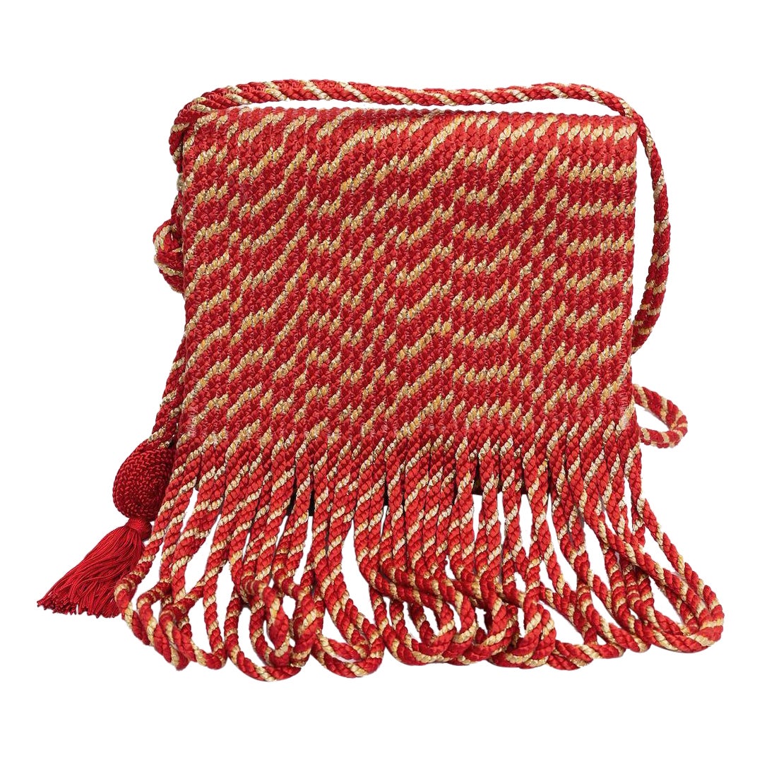 Ungaro Passementerie-Tasche aus rotem und goldenem Leder im Angebot