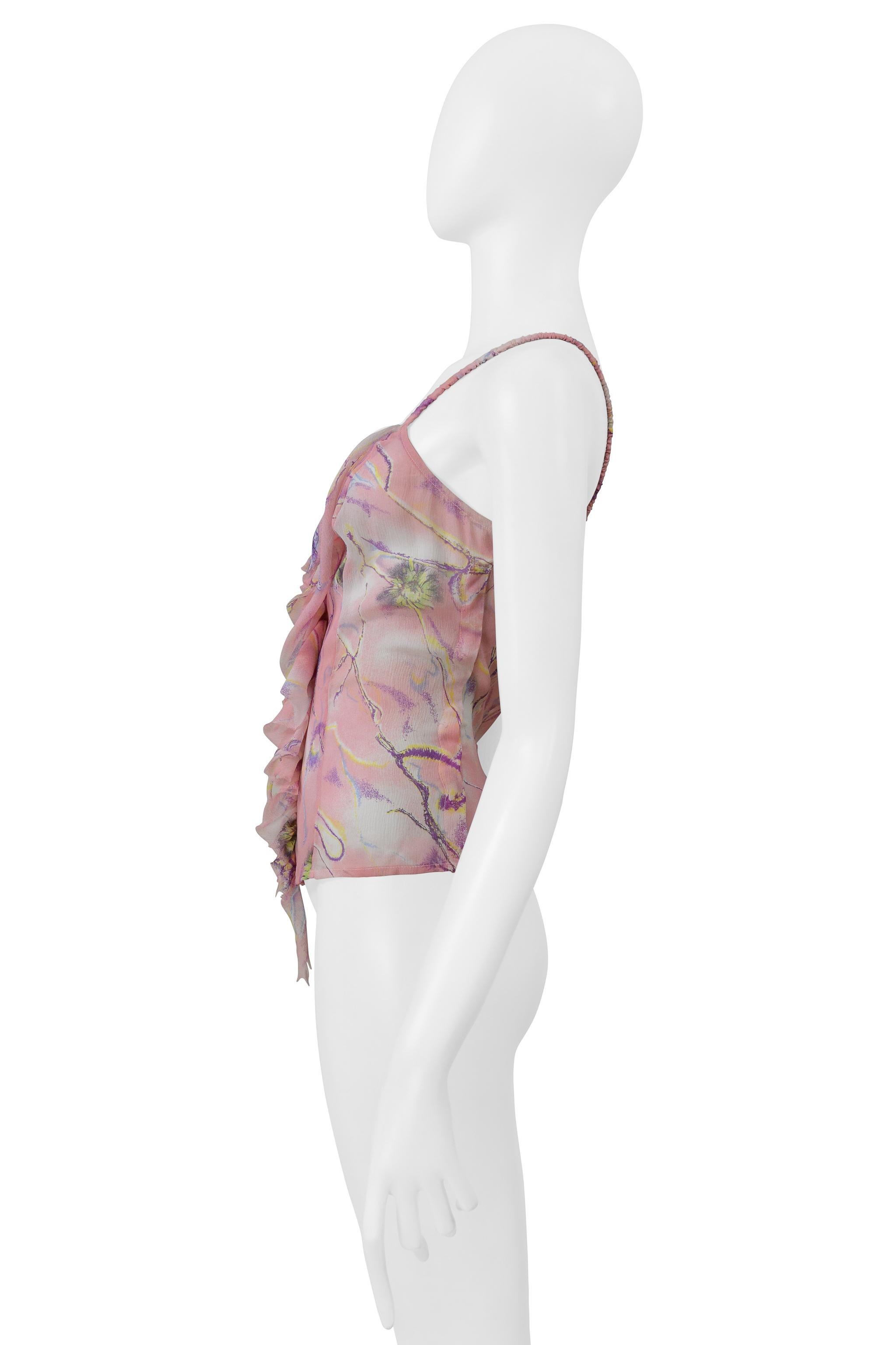 Grigio Ungaro - Canotta in chiffon rosa con stampa floreale in vendita