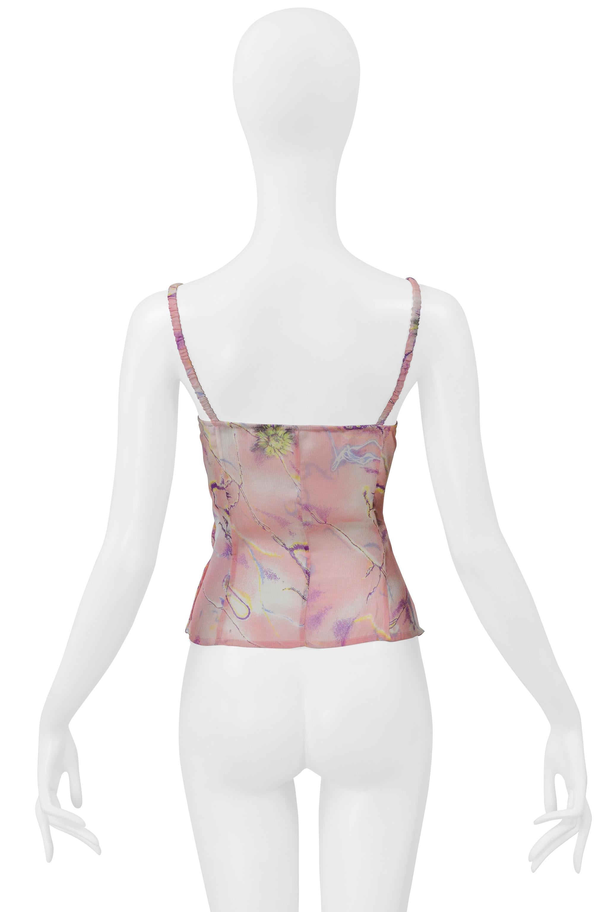 Ungaro - Canotta in chiffon rosa con stampa floreale In condizioni buone in vendita a Los Angeles, CA