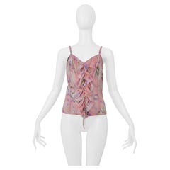 Ungaro - Canotta in chiffon rosa con stampa floreale