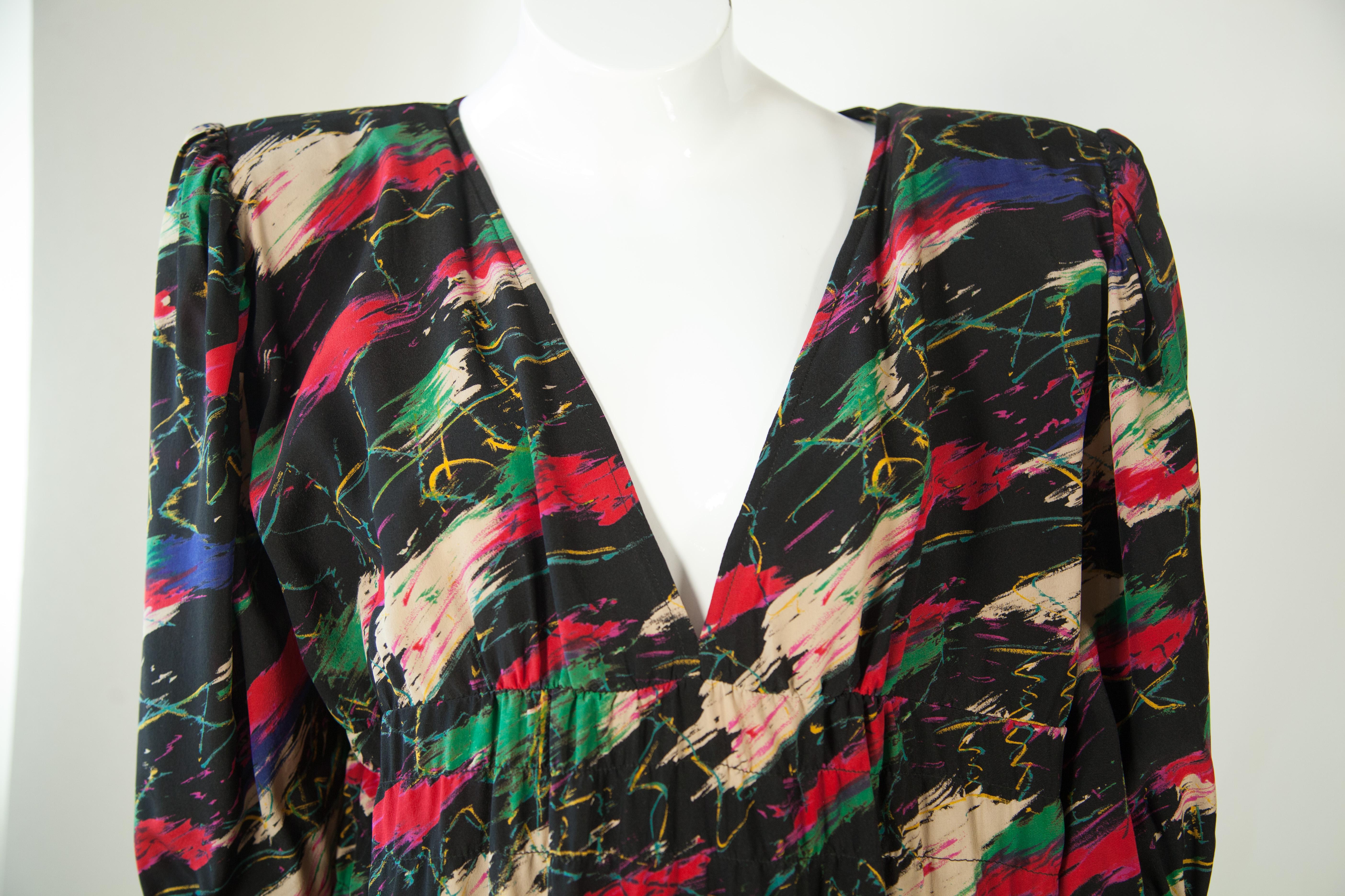Black Ungaro Printed Silk Dress For Sale