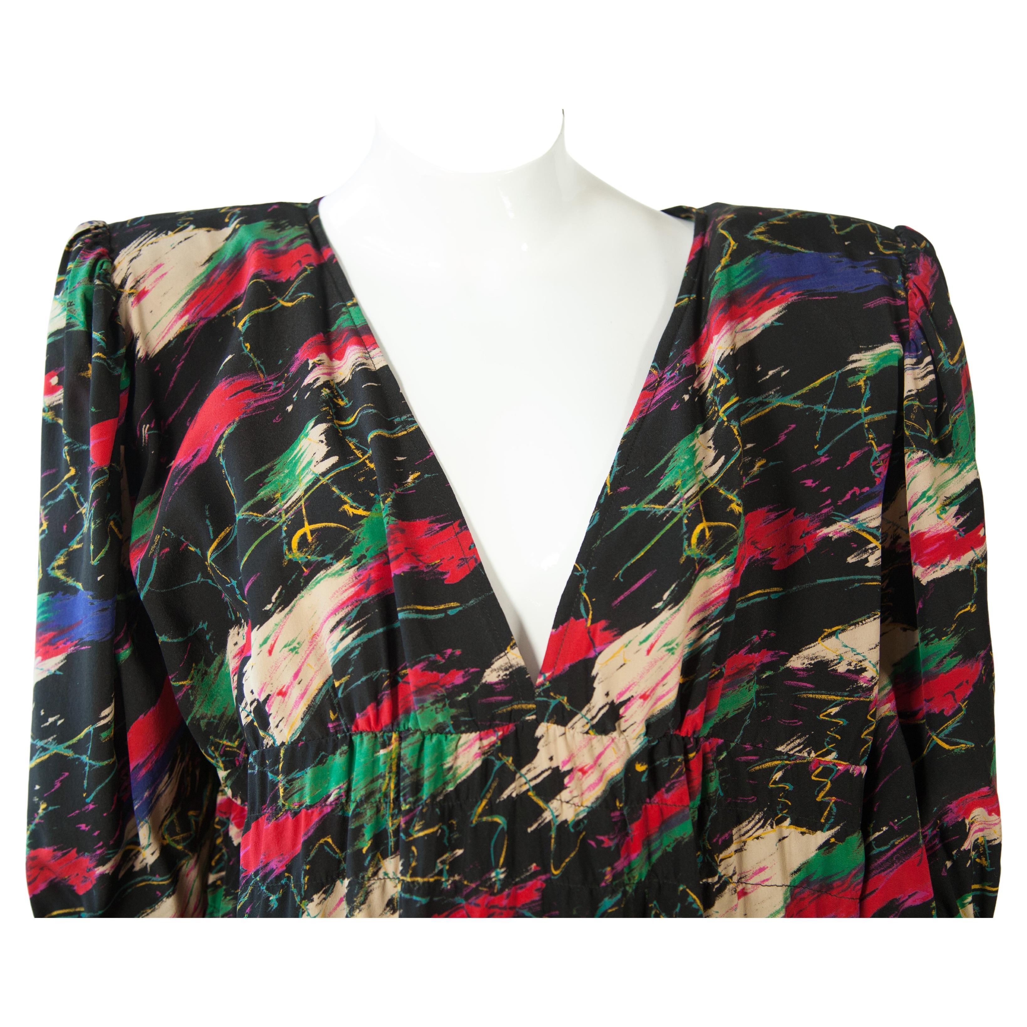 Ungaro Printed Silk Dress For Sale
