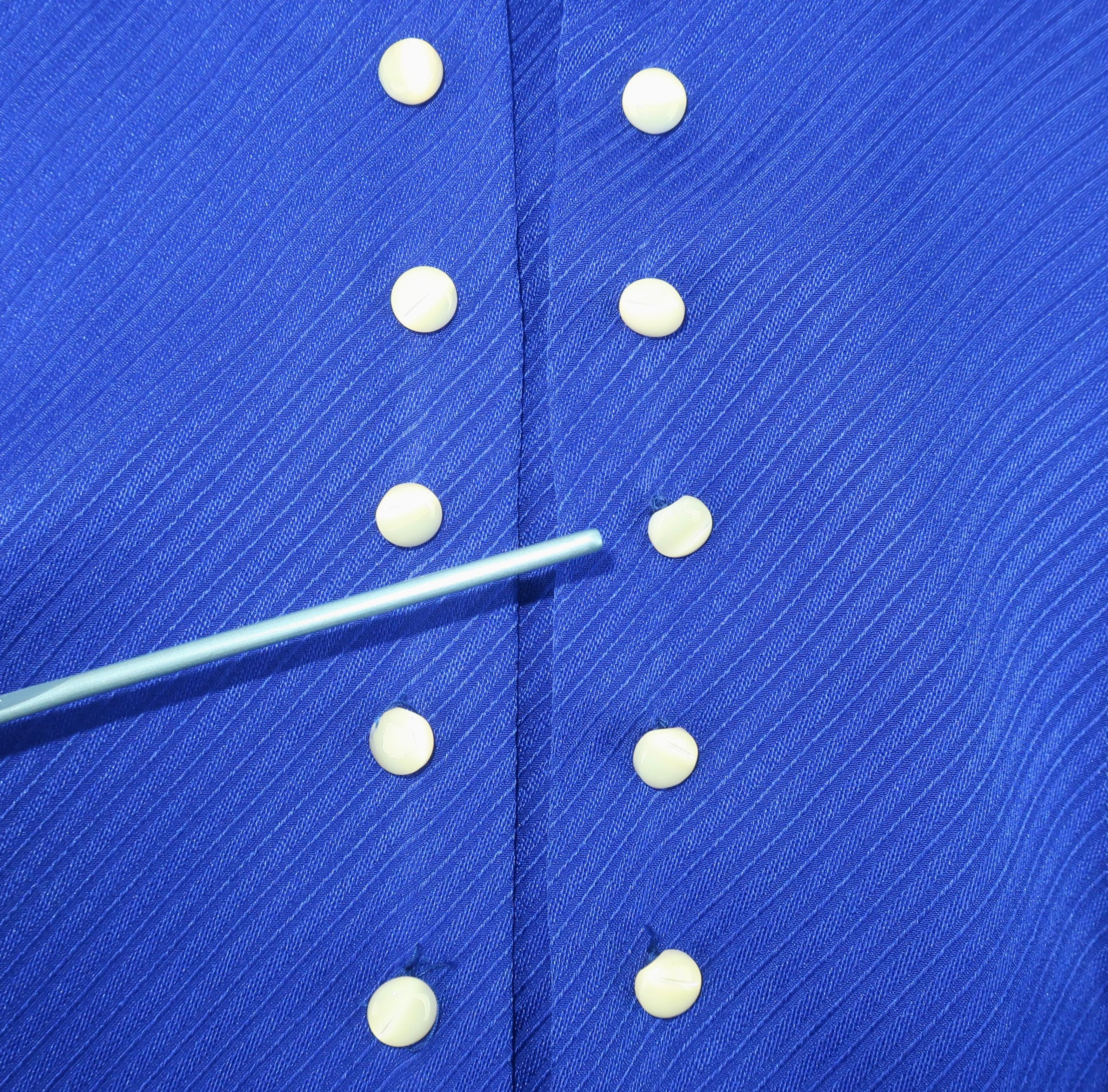 Ungaro Royal Blue Silk Dress & Quilted Jacket Set, C.1980 For Sale 8