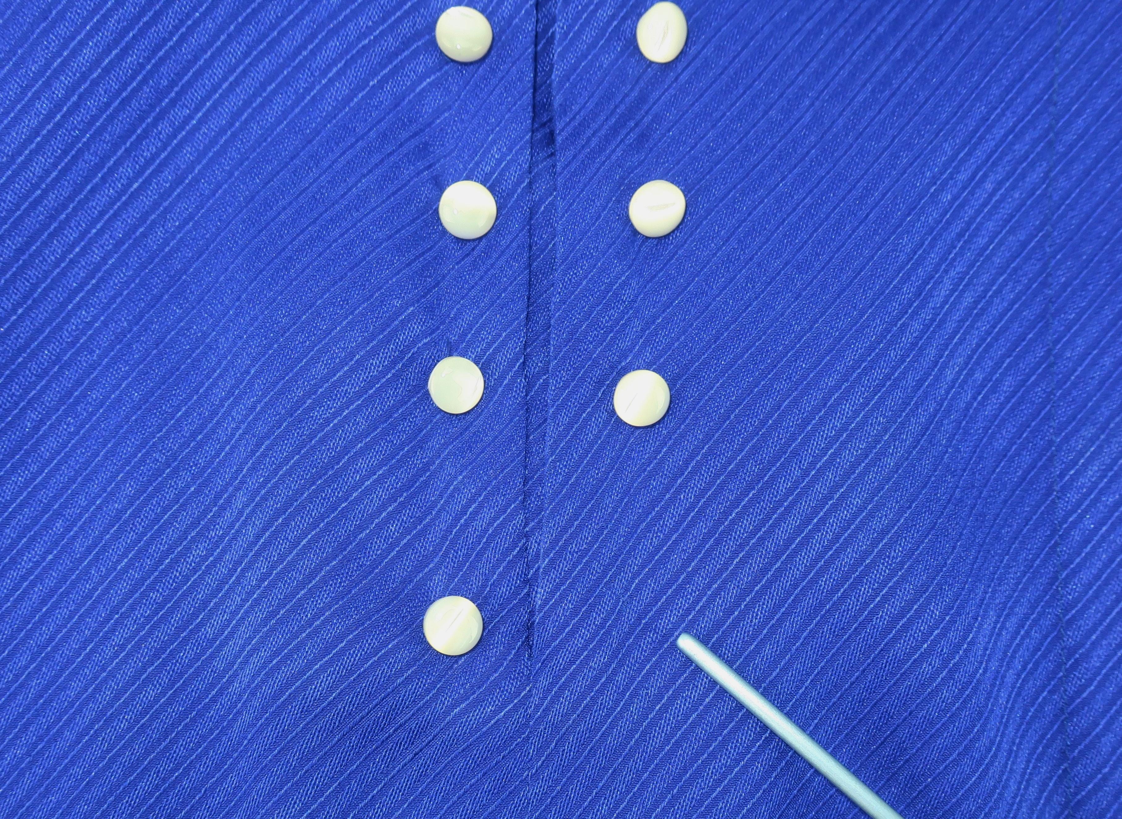 Ungaro Royal Blue Silk Dress & Quilted Jacket Set, C.1980 For Sale 9