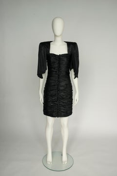 Ungaro Ruched Faux Ostrich Cocktail Mini Dress