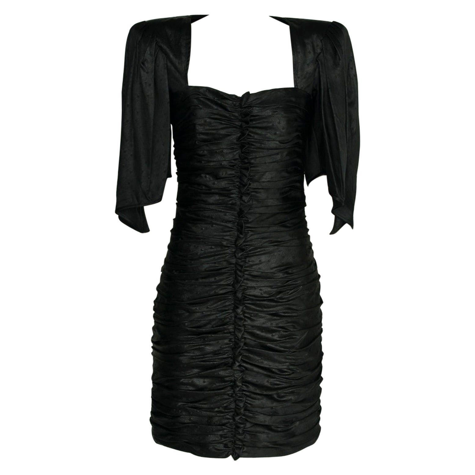 Ungaro - Mini-robe de cocktail froncée en fausse autruche en vente