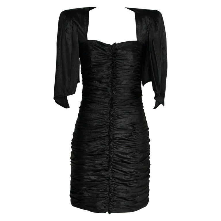 Ungaro Ruched Faux Ostrich Cocktail Mini Dress