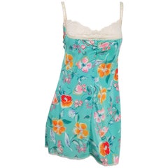 Slip Ungaro con stampa tropicale verde acqua, anni '80