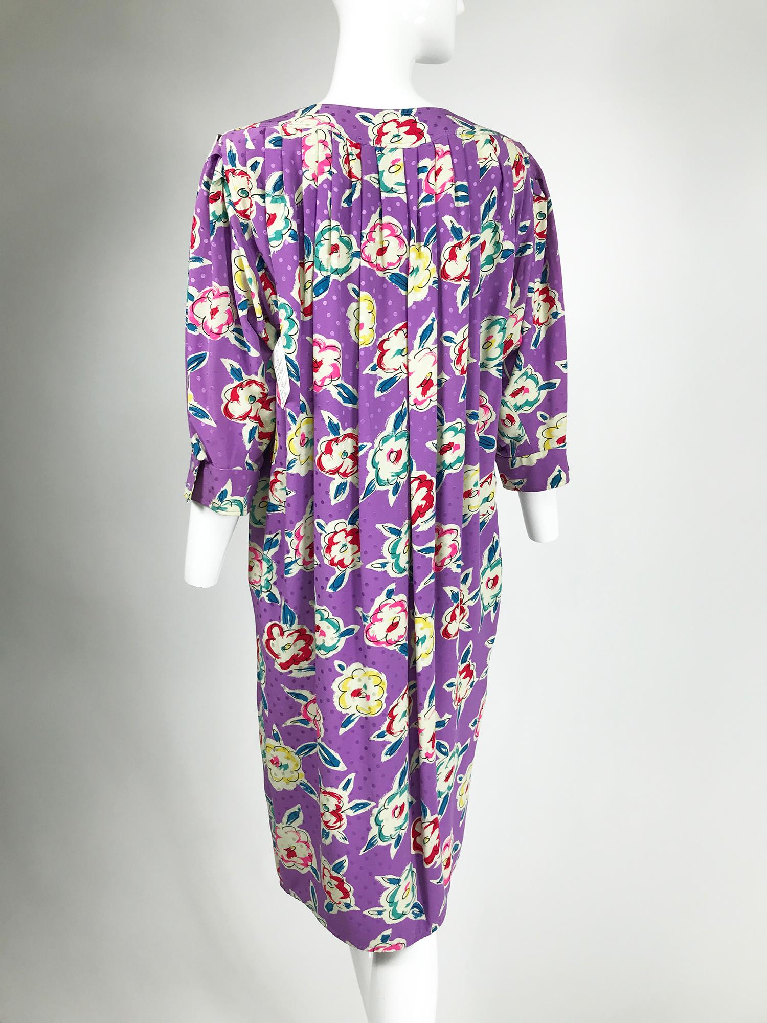 Purple Ungaro Silk Jacquard Floral Smock Style dress 