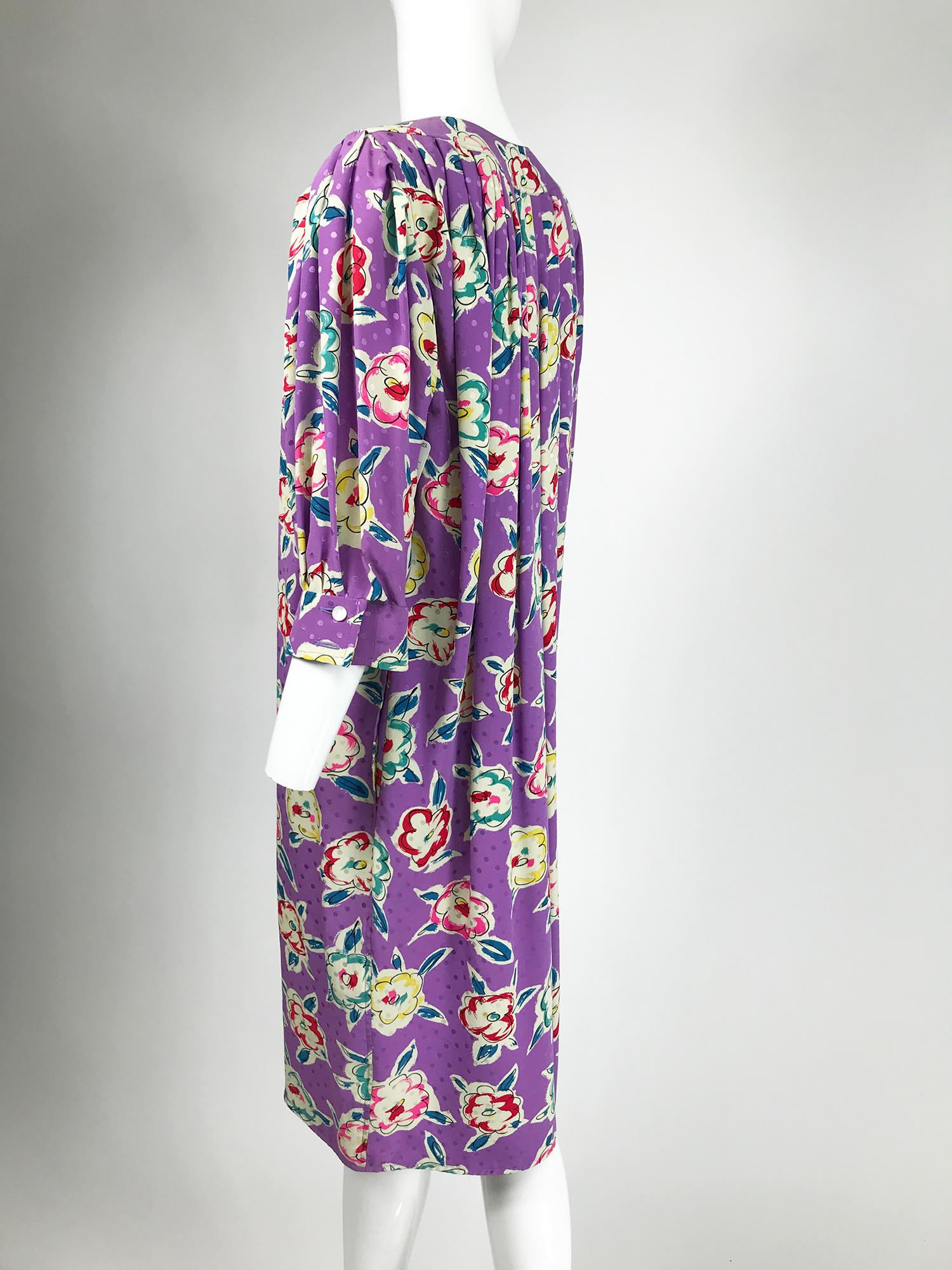 Ungaro Silk Jacquard Floral Smock Style dress  In Good Condition In West Palm Beach, FL