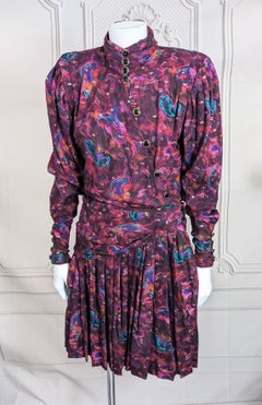 Ungaro Silk Wool Challis Lurex Ensemble